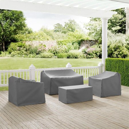 CROSLEY 4 Piece Furniture Cover Set With Loveseat; 2 Chairs & Coffee - Gray MO75000-GY